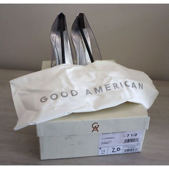 Good American Sz 7.5 Clear Cinder-F*cking-Rella Jeweled Stiletto Pumps $195 - Picture 7 of 15